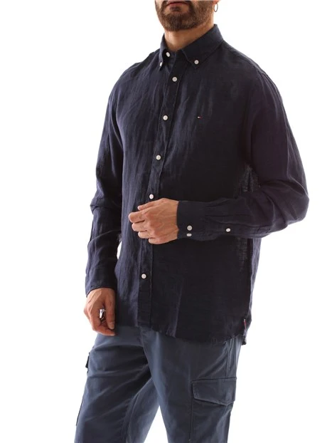 CAMICIA CASUAL IN PURO LINO UOMO BLU