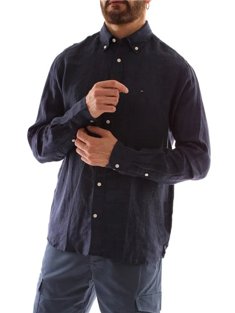 CAMICIA CASUAL IN PURO LINO UOMO BLU