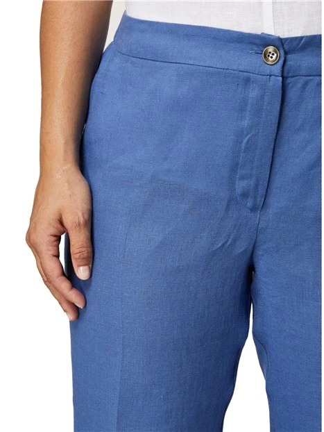 PANTALONI CHINO IN PURO LINO DONNA AZZURRO