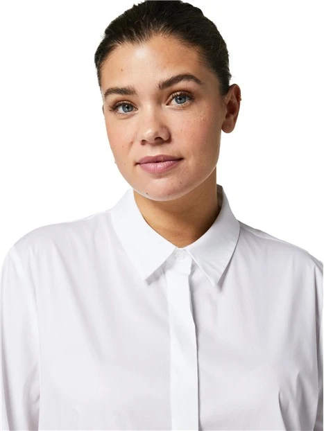 CAMICIA IN POPELINE DI COTONE CON COLLETTO DONNA BIANCO