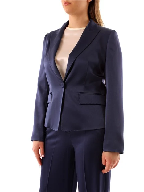 GIACCA BLAZER MONOPETTO SATINATA DONNA BLU NAVY