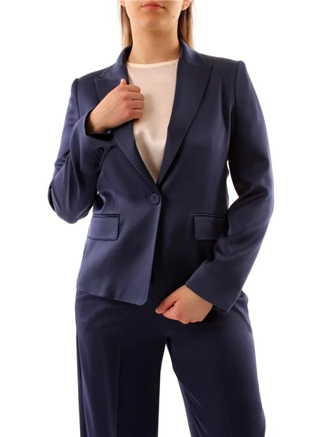 GIACCA BLAZER MONOPETTO SATINATA DONNA BLU NAVY