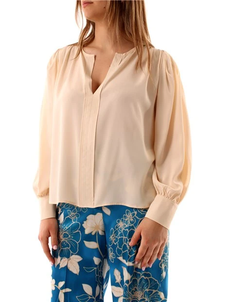 BLUSA CON SCOLLO A V DONNA BIANCO PANNA