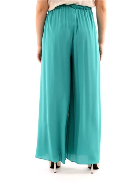 PANTALONI PALAZZO IN MISTO SETA DONNA VERDE SMERALDO