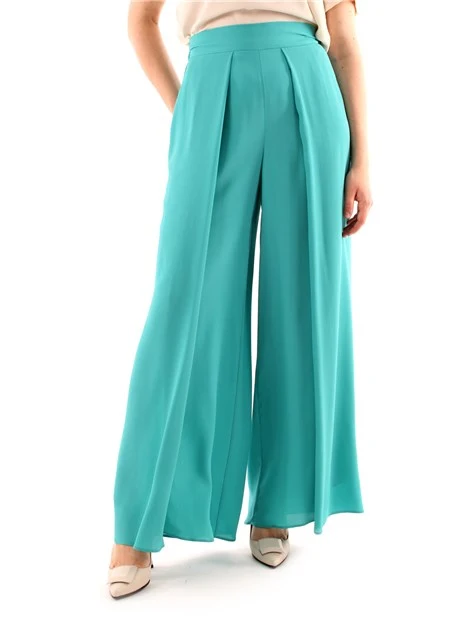 PANTALONI PALAZZO IN MISTO SETA DONNA VERDE SMERALDO