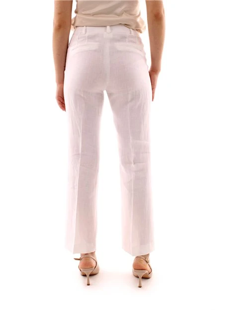 PANTALONI A ZAMPA IN LINO DONNA BIANCO