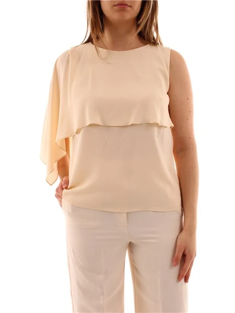 TOP IN CREPE MISTO SETA DONNA BIANCO PANNA