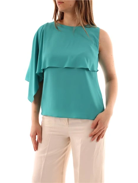 TOP IN CREPE MISTO SETA DONNA VERDE SMERALDO