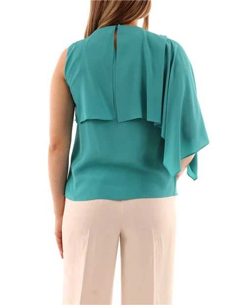 TOP IN CREPE MISTO SETA DONNA VERDE SMERALDO