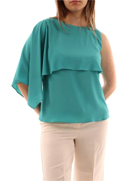 TOP IN CREPE MISTO SETA DONNA VERDE SMERALDO