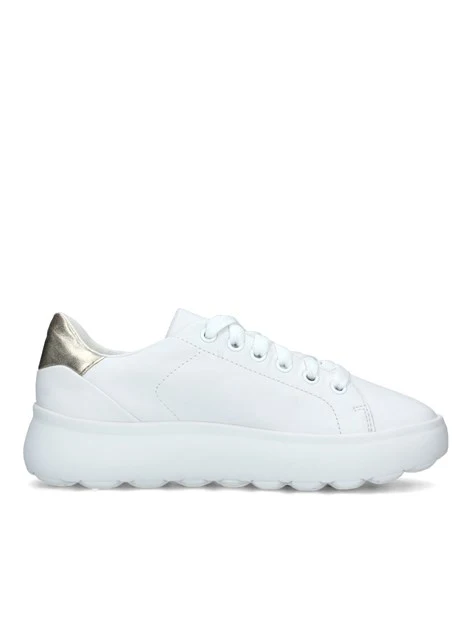 SNEAKERS PLATFORM SPHERICA CON TALLONE ORO LAMINATO DONNA BIANCO