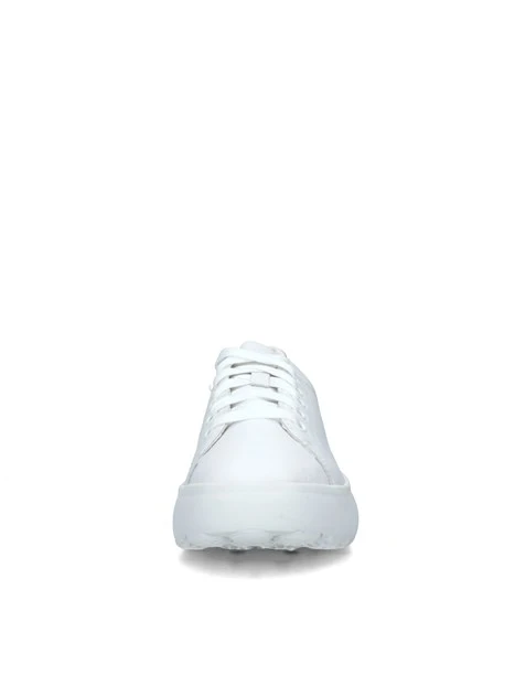 SNEAKERS PLATFORM SPHERICA CON TALLONE ORO LAMINATO DONNA BIANCO