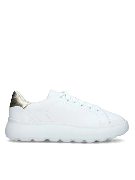 SNEAKERS PLATFORM SPHERICA CON TALLONE ORO LAMINATO DONNA BIANCO