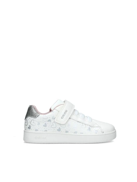 SNEAKERS BASSE ECLYPER CON CUORICINI ARGENTO BAMBINA BIANCO