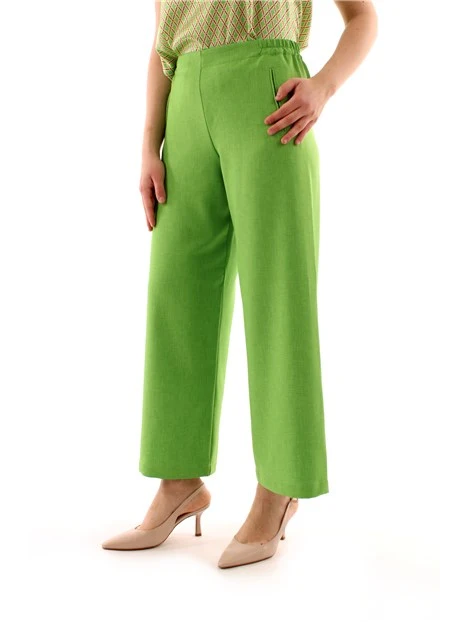 PANTALONI PALAZZO CON ELASTICO DONNA VERDE