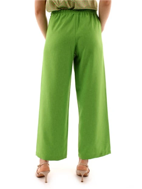 PANTALONI PALAZZO CON ELASTICO DONNA VERDE