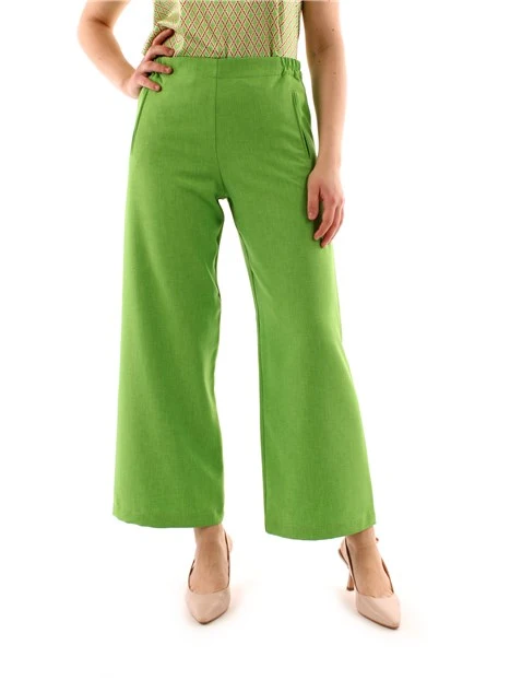 PANTALONI PALAZZO CON ELASTICO DONNA VERDE