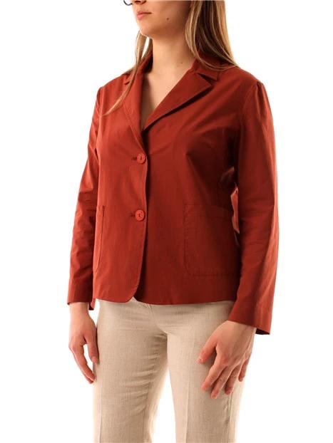 GIACCA BLAZER MONOPETTO IN COTONE DONNA MARRONE