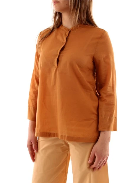 BLUSA IN VOILE DI COTONE DONNA MARRONE