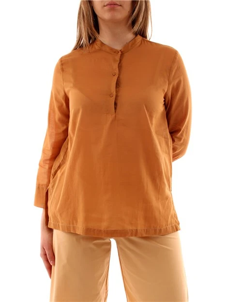 BLUSA IN VOILE DI COTONE DONNA MARRONE