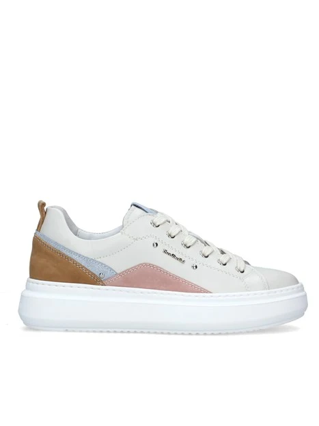 SNEAKERS PLATFORM CON INSERTI MULTICOLORE DONNA AVORIO