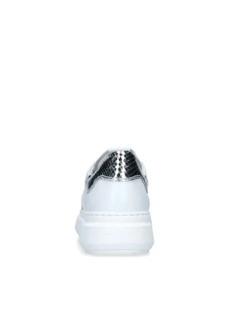 SNEAKERS PLATFORM CON BRILLANTINI DONNA BIANCO ARGENTO