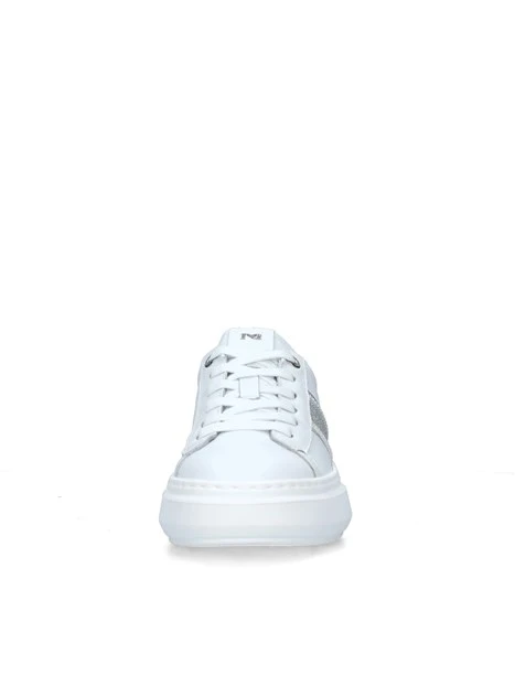 SNEAKERS PLATFORM CON BRILLANTINI DONNA BIANCO ARGENTO