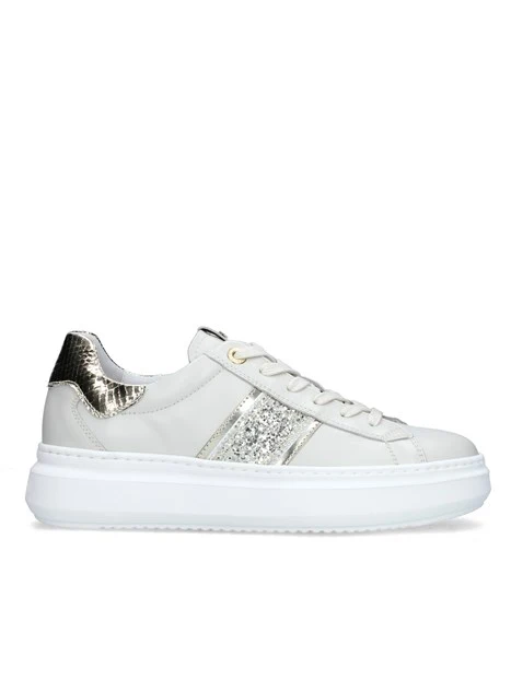 SNEAKERS PLATFORM CON BRILLANTINI DONNA AVORIO