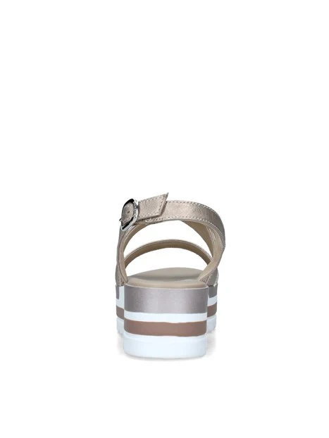 SANDALI CON ZEPPA MULTICOLORE DONNA BEIGE METALLIZZATO