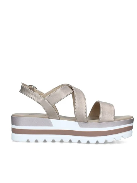 SANDALI CON ZEPPA MULTICOLORE DONNA BEIGE METALLIZZATO