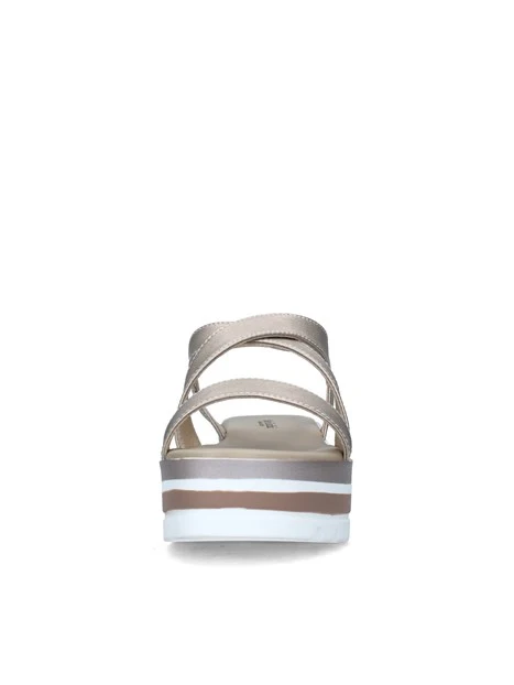 SANDALI CON ZEPPA MULTICOLORE DONNA BEIGE METALLIZZATO