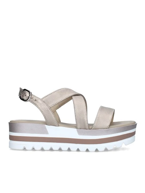 SANDALI CON ZEPPA MULTICOLORE DONNA BEIGE METALLIZZATO