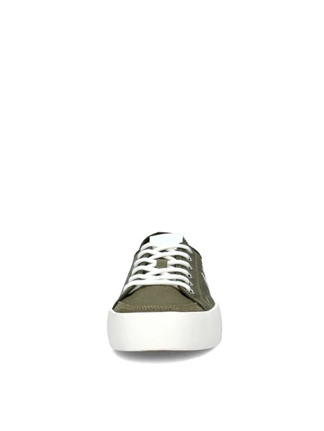 SNEAKERS BASSE STREET CANVAS CON LOGO LATERALE UOMO VERDE MILITARE