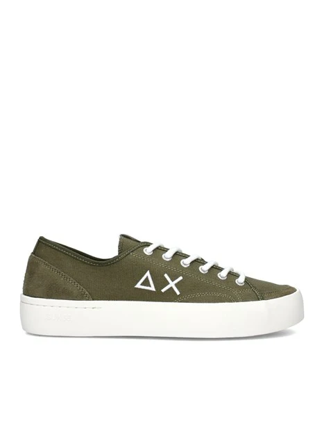 SNEAKERS BASSE STREET CANVAS CON LOGO LATERALE UOMO VERDE MILITARE