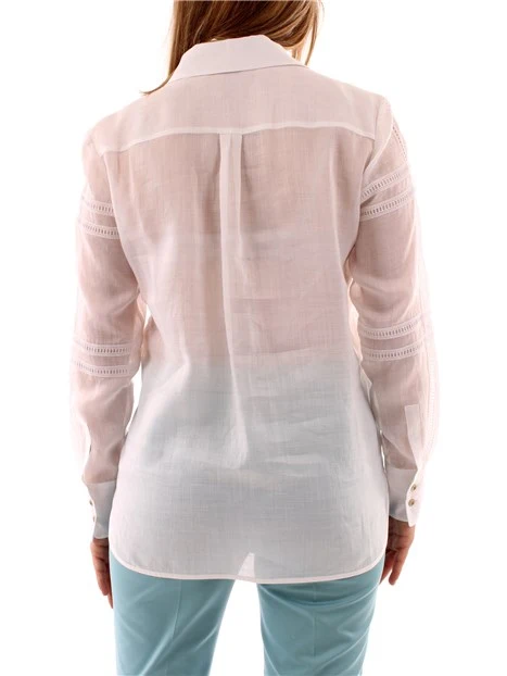 CAMICIA CON RICAMO IN TELA DI RAMIE DONNA BIANCO