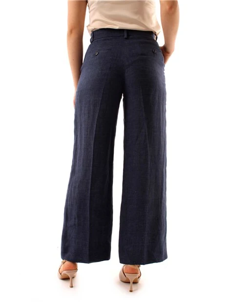 PANTALONI PALAZZO IN LINO DONNA BLU