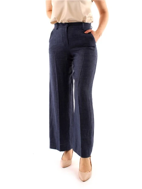 PANTALONI PALAZZO IN LINO DONNA BLU