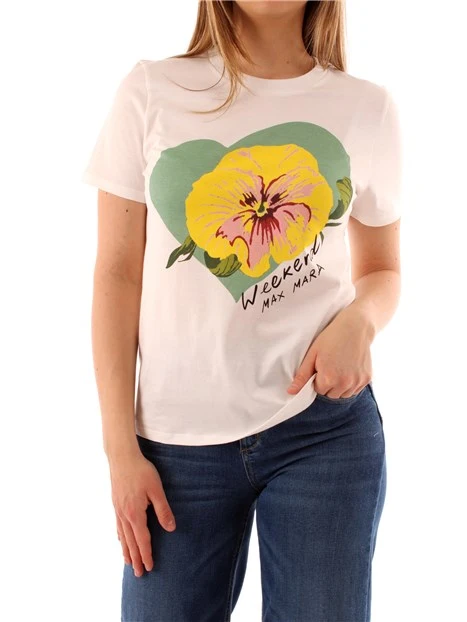 T-SHIRT IN COTONE CON STAMPA FLOREALE DONNA BIANCO