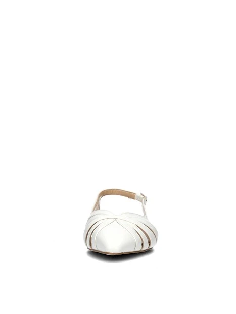 SLINGBACK BASSE RAGNETTO CON SOLETTA IN PELLE DONNA ECRU