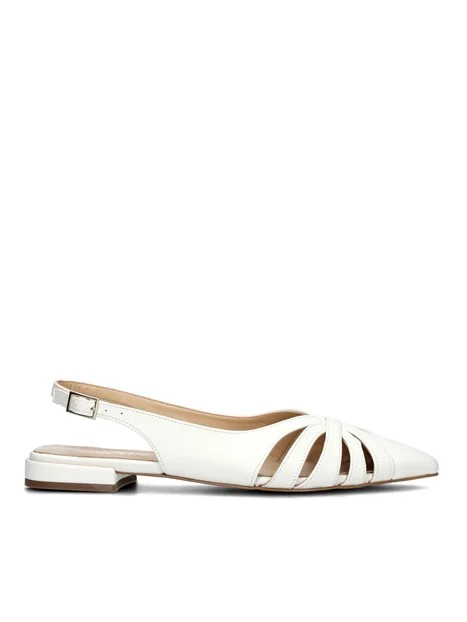 SLINGBACK BASSE RAGNETTO CON SOLETTA IN PELLE DONNA ECRU