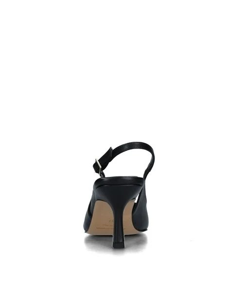 SLINGBACK CON TACCO E SOLETTA IN PELLE DONNA NERO