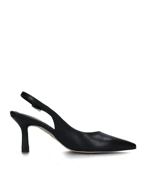 SLINGBACK CON TACCO E SOLETTA IN PELLE DONNA NERO