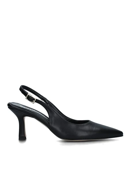 SLINGBACK CON TACCO E SOLETTA IN PELLE DONNA NERO