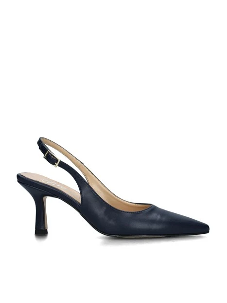 SLINGBACK CON TACCO E SOLETTA IN PELLE DONNA BLU