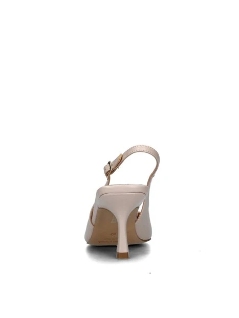 SLINGBACK CON TACCO E SOLETTA IN PELLE DONNA BEIGE