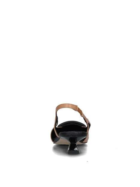 SLINGBACK BICOLORE CON SOLETTA IN PELLE DONNA NERO BEIGE