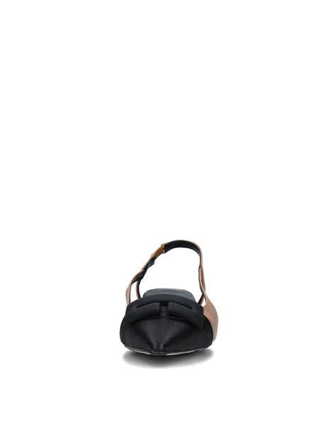 SLINGBACK BICOLORE CON SOLETTA IN PELLE DONNA NERO BEIGE