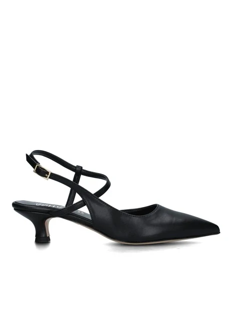 SLINGBACK CON CINTURINO REGOLABILE E SOLETTA IN PELLE DONNA NERO