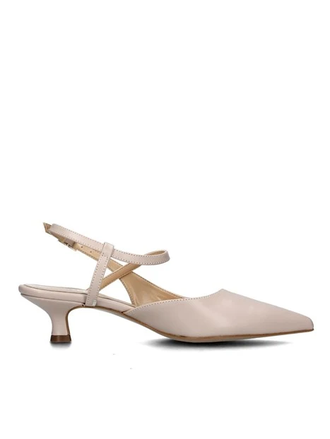 SLINGBACK CON CINTURINO REGOLABILE E SOLETTA IN PELLE DONNA BEIGE