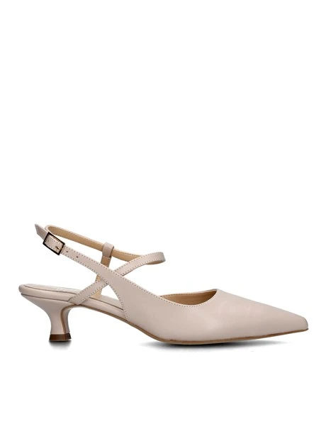 SLINGBACK CON CINTURINO REGOLABILE E SOLETTA IN PELLE DONNA BEIGE